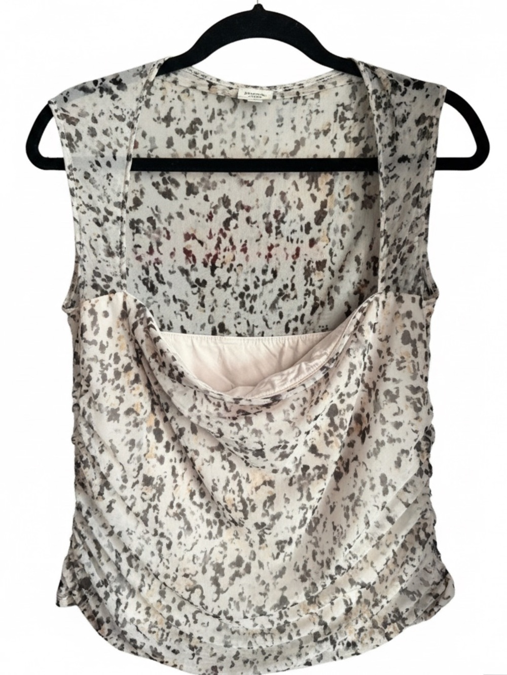 Abercrombie & Fitch Cream and Gray Printed Cowl-Neck Tank